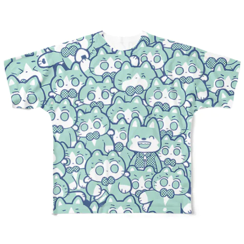 カイピいっぱいＴシャツ（SABA缶ブルー） All-Over Print T-Shirt