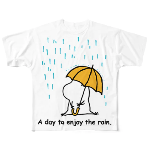 ぽつぽつ雨の日のぽか フルグラフィックTシャツ