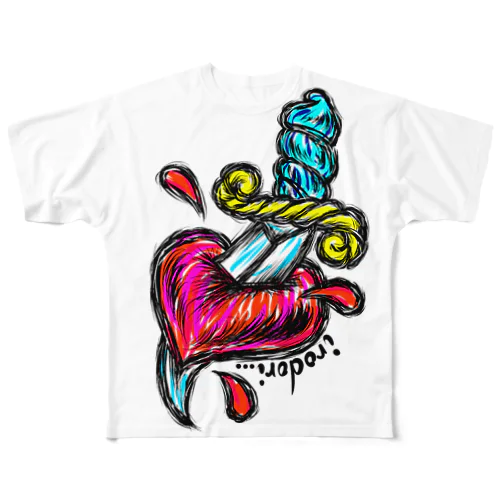 ハート直撃 All-Over Print T-Shirt