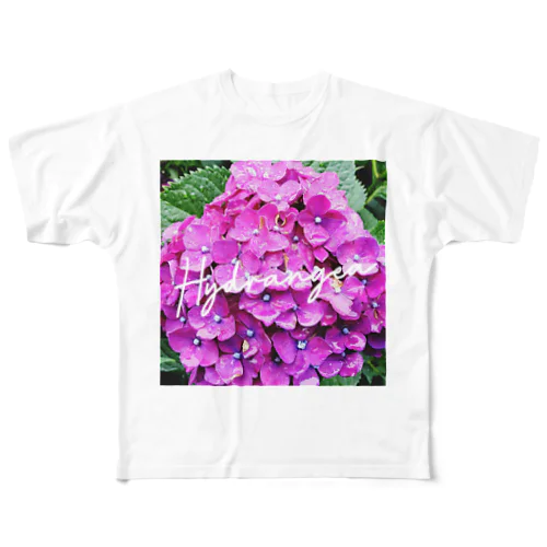 梅雨の日の紫陽花 フルグラフィックTシャツ