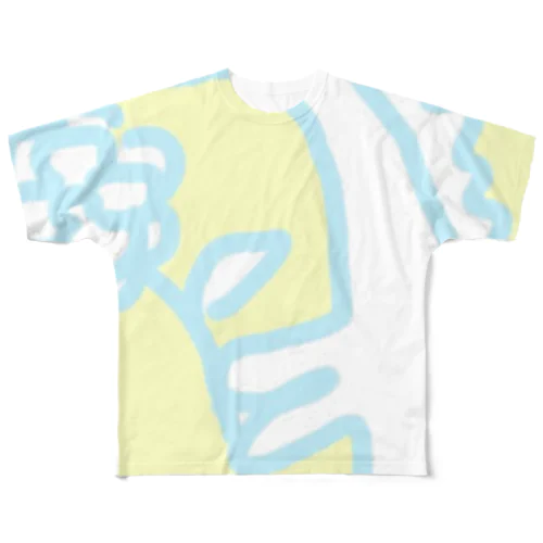 白馬と花 All-Over Print T-Shirt