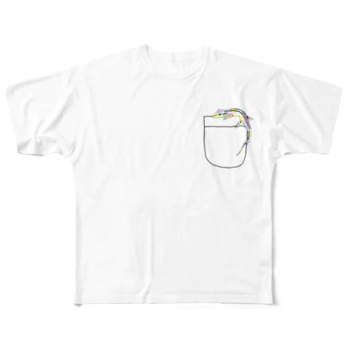 ポケットトカゲ All-Over Print T-Shirt