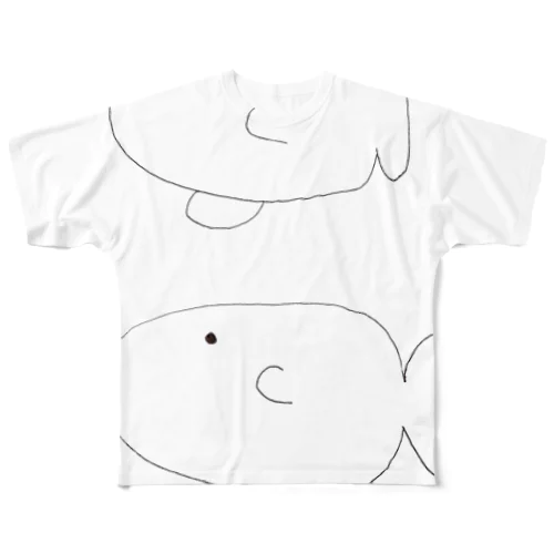 ジュゴン・マナティの絵 フルグラフィックTシャツ