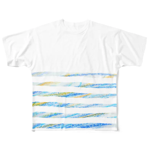 子供のらくがき【夏色ボーダー】 All-Over Print T-Shirt