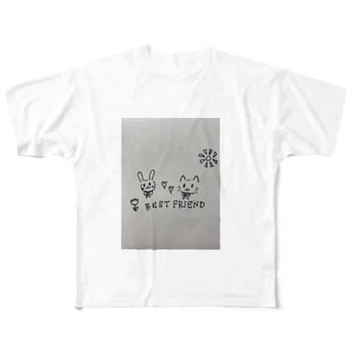 うさねこ仲良し All-Over Print T-Shirt