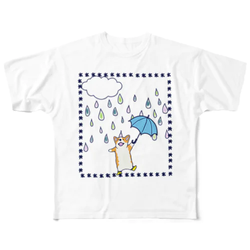 雨ふりコーギー（お色選べます） All-Over Print T-Shirt