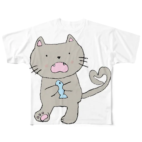 食いしん坊ねこちゃん。 フルグラフィックTシャツ