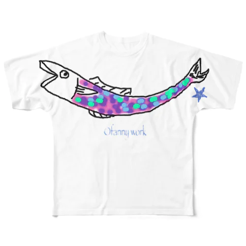 カラフル魚 フルグラフィックTシャツ