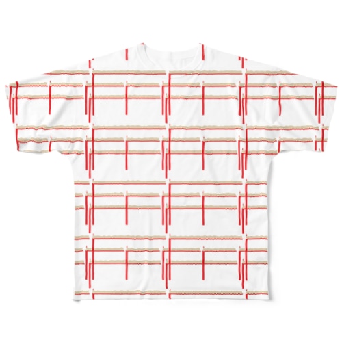 赤鉛筆ボーダー All-Over Print T-Shirt