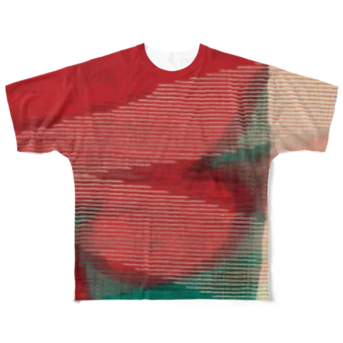 絣織テクスチャープリントTシャツ All-Over Print T-Shirt