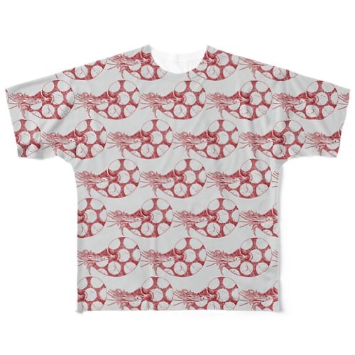 水玉海洋生物　オウムガイ All-Over Print T-Shirt