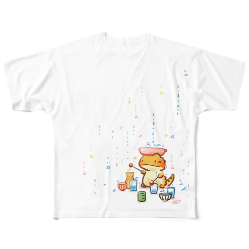 あまもりフトアゴ フルグラフィックTシャツ