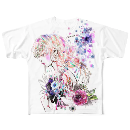 花 フルグラフィックTシャツ