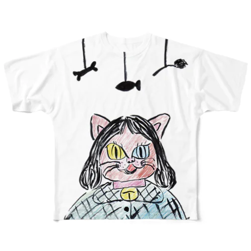【 数量限定 】 「 キャット少女 」 猫 Tシャツ 帽子 など フルグラフィックTシャツ