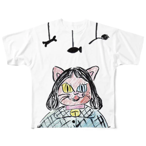 【 数量限定 】 「 キャット少女 」 猫 Tシャツ 帽子 など 풀그래픽 티셔츠