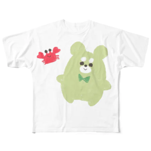 くままろくんとカニ All-Over Print T-Shirt