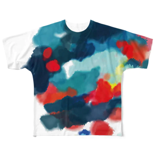 水彩風（青) All-Over Print T-Shirt