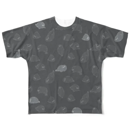 あざらしまみれ黒 All-Over Print T-Shirt