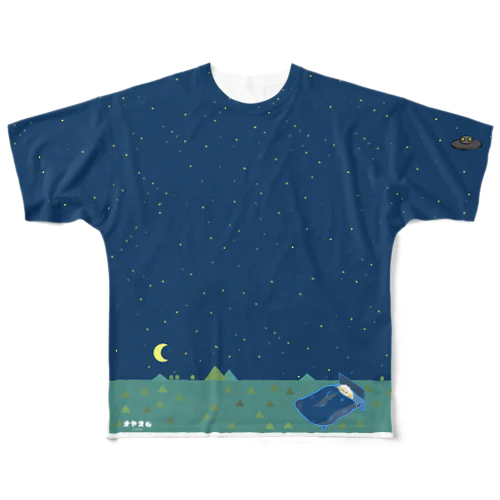 満点の夜空と夢見るひつじT All-Over Print T-Shirt