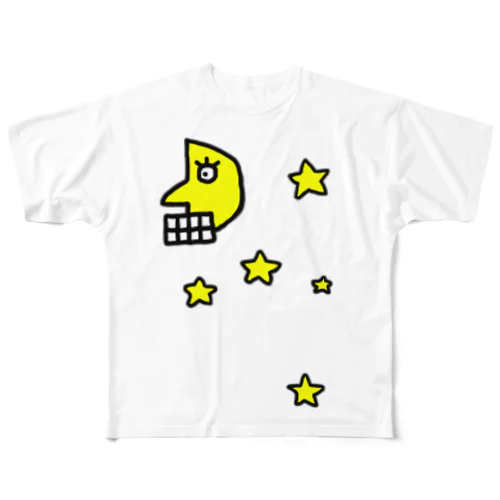 月と星 All-Over Print T-Shirt