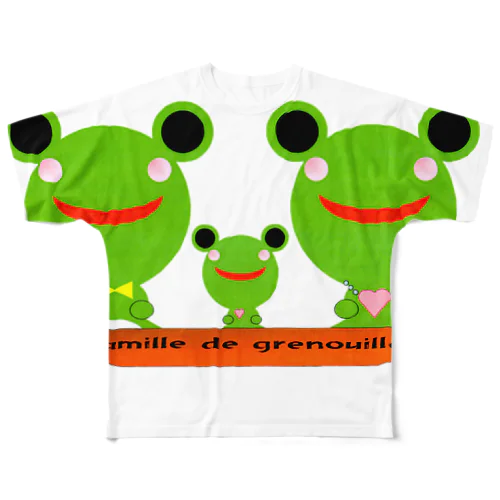 Famille de grenouilles フルグラフィックTシャツ