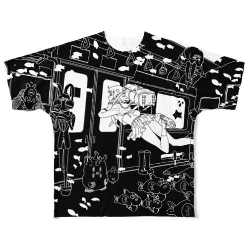 Twilight train-black フルグラフィックTシャツ