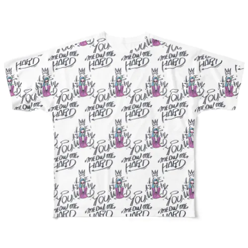 YOU MEOW ME HARD GIRL フルグラフィックTシャツ