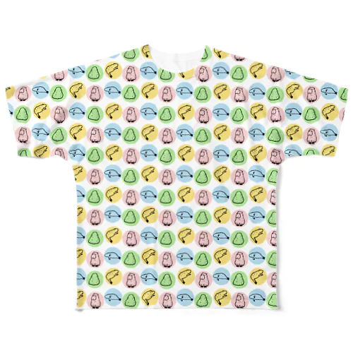 カラフルなゆる～いカピバラ All-Over Print T-Shirt