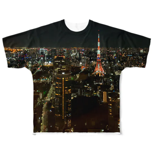 東京の夜景 フルグラフィックTシャツ