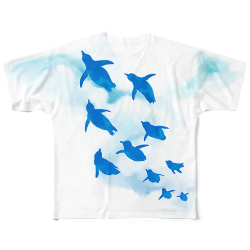 ペンギン飛行 フルグラフィックTシャツ