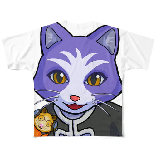 雪猫カゥル、イラストA フルグラフィックTシャツ