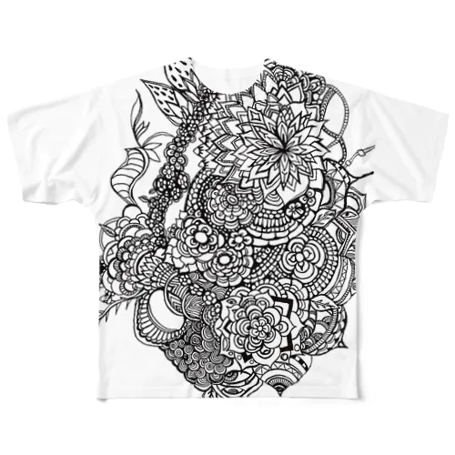 psychedelic flower フルグラフィックTシャツ