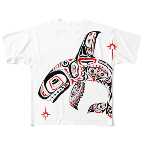 ハイダトライバル-シャチ- / HaidaTribal-Killer Whale,Olca- フルグラフィックTシャツ