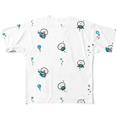 クラゲ（:]ミ（:]彡（:]ミ（:] 彡 フルグラフィックTシャツ