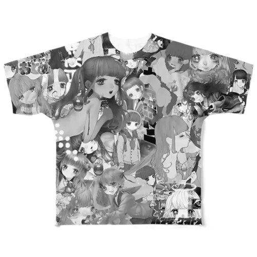 混沌(モノクロ) フルグラフィックTシャツ