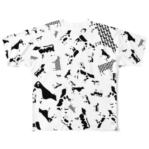 牛型牛柄M All-Over Print T-Shirt