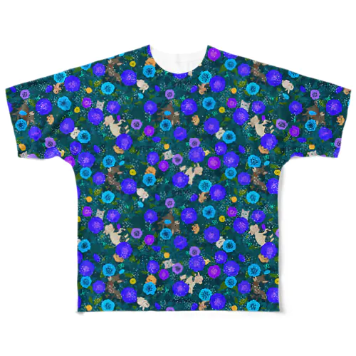 わいわいブーケ（ブルー） All-Over Print T-Shirt