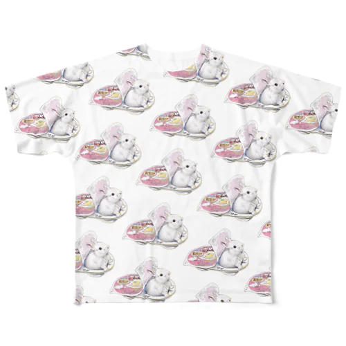 雪見うさぎがいっぱい！ All-Over Print T-Shirt