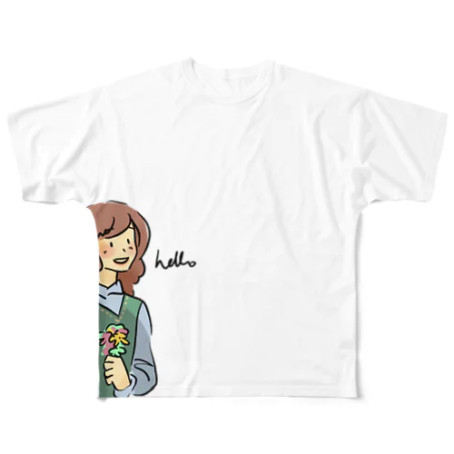 Hello　ハロー フルグラフィックTシャツ