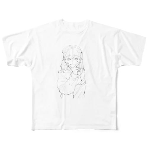 ピースしてる子 フルグラフィックTシャツ