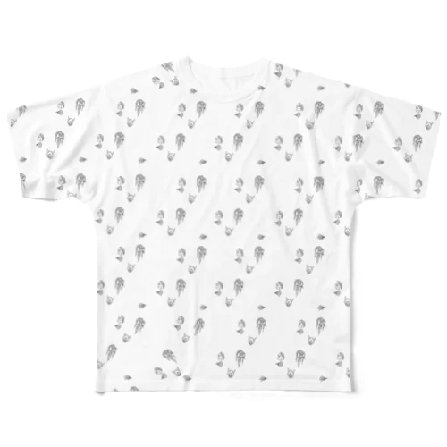 エンドレス能面総柄Tシャツ All-Over Print T-Shirt