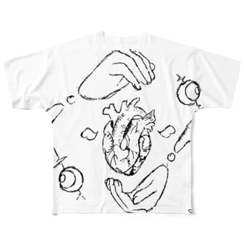 heart フルグラフィックTシャツ