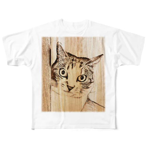 スケッチ風の猫さん All-Over Print T-Shirt