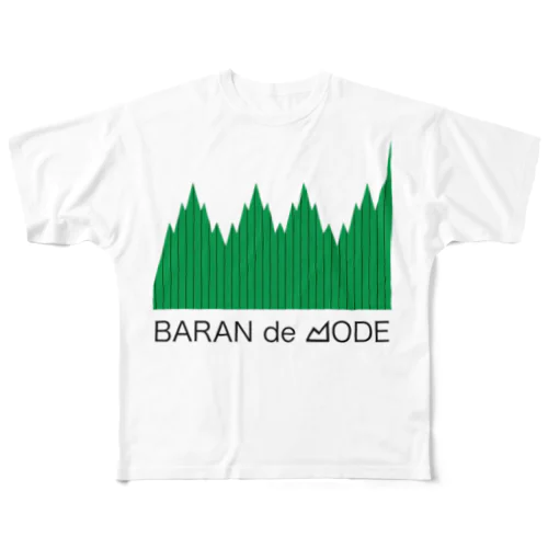 緑のバラン細いロゴ付き All-Over Print T-Shirt