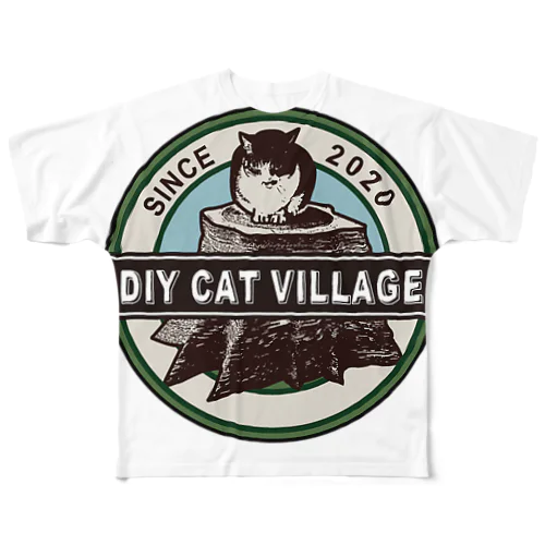 ロゴ DIY Cat Village All-Over Print T-Shirt