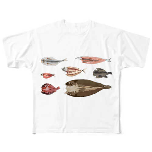 魚の開き フルグラフィックTシャツ