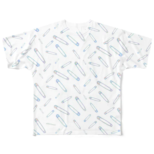 【ADDITIVITY】 セーフティーピン #HOLO white All-Over Print T-Shirt