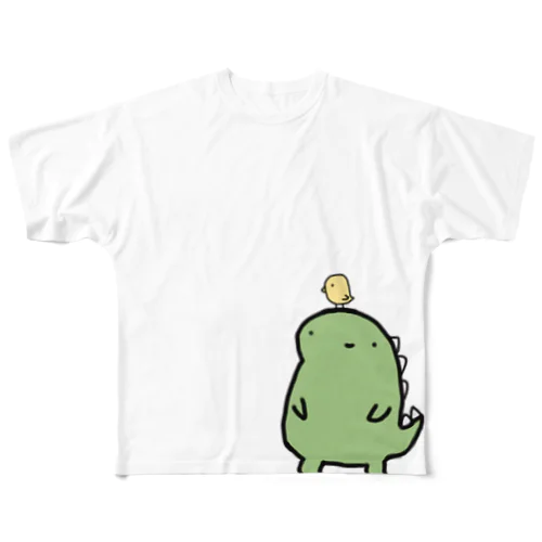 恐竜くんとひよこちゃん All-Over Print T-Shirt