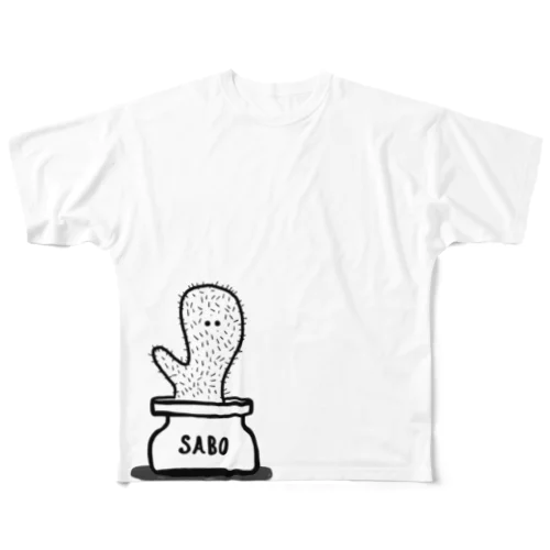 ひょろサボ （モノクロ） All-Over Print T-Shirt