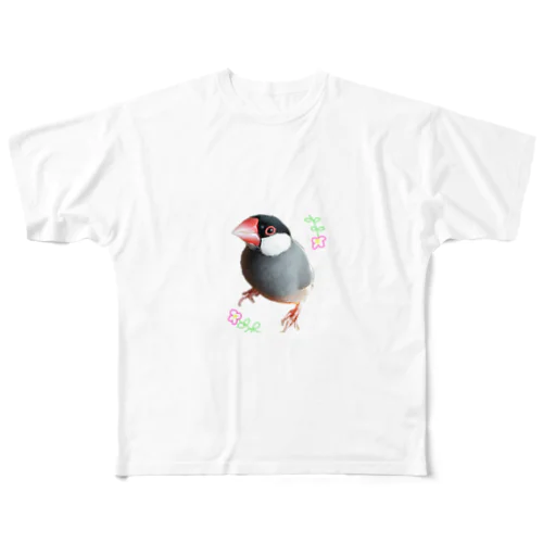 FLOWER文鳥さん All-Over Print T-Shirt